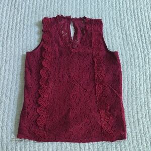 Chic Lace Sleeveless Blouse - Deep Red